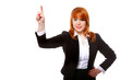 Photo: Businesswoman pressing button or pointing Businesswoman pressing button or pointing