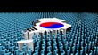 South Korea map flag with many abstract people animation