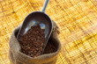 Masoor lentil in a burlap sack