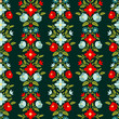Vector: Seamless floral pattern with red and blue flowers Seamless floral pattern with red and blue flowers