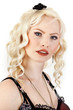 Foto: Portrait of a blond woman with curly hair Portrait of a blond woman with curly hair