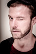 portrait closeup of hipster modern stylish blonde man