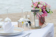 dinner setting on the beach