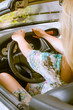 woman in a car