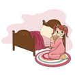 little girl is preparing for sleep