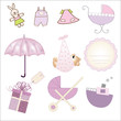 Vector: new baby gil items set isolated on white background new baby gil items set isolated on white background