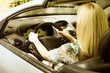 woman in a car