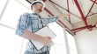 builder making orders on site