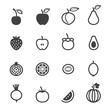 Fruits and Vegetables Icons with White Background