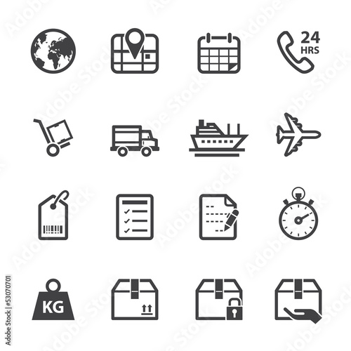 Vector: Shipping and Logistics Icons with White Background Shipping and Logistics Icons with White Background