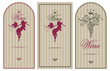 Vetor: Three vintage labels for wine with grapes Three vintage labels for wine with grapes