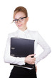 business woman smiling with organizer