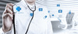 Medicine doctor hand working with modern computer interface