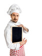 chef shows his blackboard menu