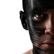 Handsome guy with artistic black shadow on his face