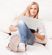 Woman on the sofa with laptop