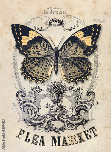 Illustration: Flea market vintage background Flea market vintage background