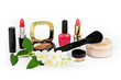 Cosmetic set on white background