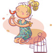 girl with bird