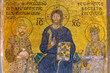 Byzantine mosaic figure Jesus on the wall in Saint Sophia