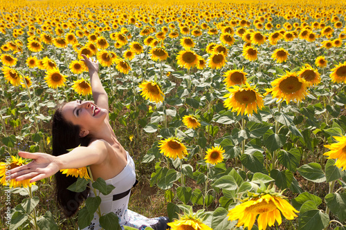 Photo: Cheerful in a sunflower field Cheerful in a sunflower field