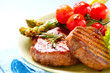 Grilled Beef Steak Meat over White
