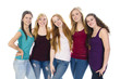Girlfriends smile at camera
