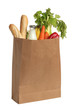 Photo: Paper bag with food. White background Paper bag with food. White background