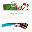 School supplies on white background with place for text