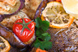 baked aubergines stuffed, close-up