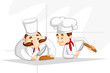 vector illustration of chef cooking in kitchen