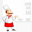 vector illustration of chef cooking in kitchen