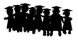 graduation class of friends in silhouette