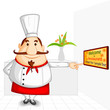 vector illustration of chef welcoming in restaurant