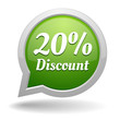 Green 20 percent discount speech bubble