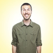 young man laughing, funny face expression