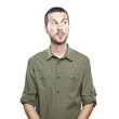portrait of a young beautiful man surprised face expression