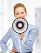 Foto: businesswoman with megaphone businesswoman with megaphone