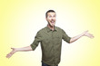 young man laughing, funny face expression