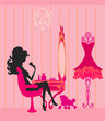 make up at home , silhouettes vector illustration