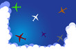 Airplanes in color and clouds