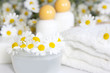 Cosmetics chamomile and empty container