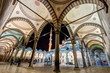 The inner courtyard of the Blue Mosque at night in Istanbul, Tur