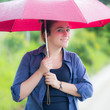 Teenage Girl with Red Umbrella