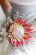 Photo: Bride holding her beautiful protea flower bouquet Bride holding her beautiful protea flower bouquet