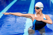Synchronized female swimmer
