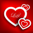 Vector illustration of hearts on a red background