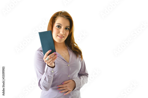 Photo: Woman with Checkbook for Personal Finances Woman with Checkbook for Personal Finances
