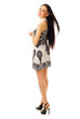 Young girl in black and white dress