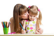 mother and her child girl draw together
